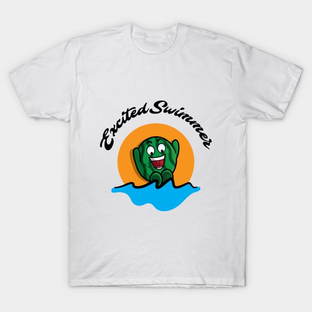 Excited swimmer, watermelon jump T-Shirt by TTirex